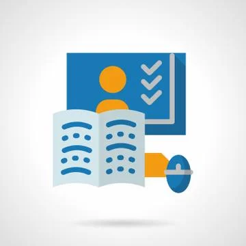 Online training flat color vector icon Illustrazione stock