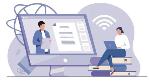 Online training flat design. Stock Illustration