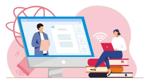 Online training flat design. Stock Illustration