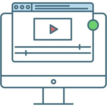 Online training icon flat vector video conference Stock Illustration