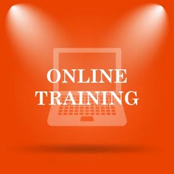 Online training icon. Internet button on orange background.. Stock Illustration