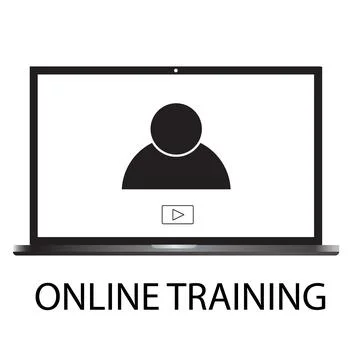 Online training icon on white background. flat style. online training sign. Illustrazione stock