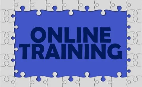 Online training with jigsaw border Stock Photos