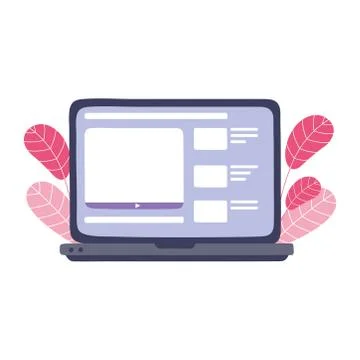 Online training, laptop computer content website, education and courses learning Stock Illustration
