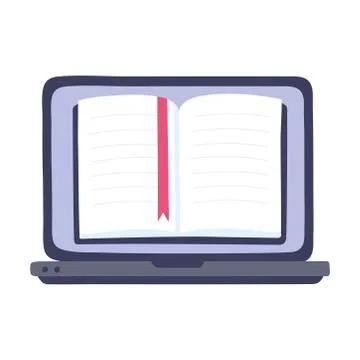 Online training, laptop computer ebook literature, education and courses 스톡 일러스트