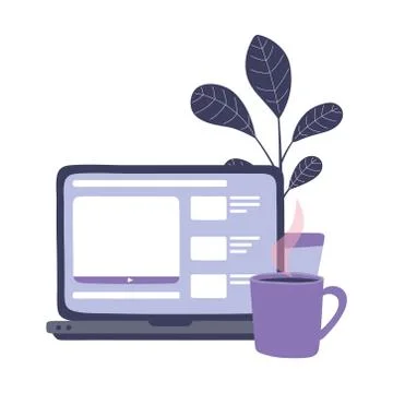 Online training, laptop website lesson, education and courses learning digital Illustrazione stock