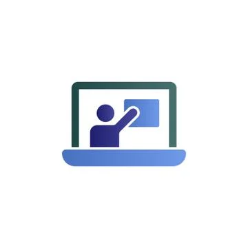 Online training, lecture, notebook color gradient vector icon イラスト素材