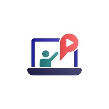 Online training, lecture, notebook color gradient vector icon 스톡 일러스트