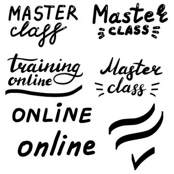 Online training, master class, hand drawn lettering calligraphy illustration. Stock Illustration