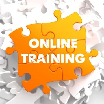 Online Training on Orange Puzzle. Illustrazione stock