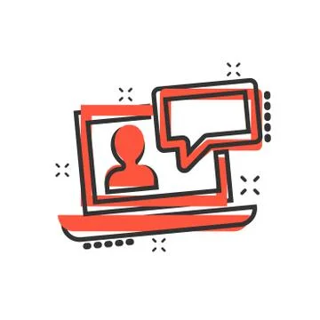Online training process icon in comic style. Webinar seminar vector cartoon i 스톡 일러스트