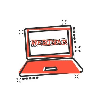 Online training process icon in comic style. Webinar seminar vector cartoon i 스톡 일러스트