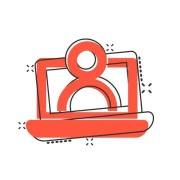 Online training process icon in comic style. Webinar seminar vector cartoon i 스톡 일러스트