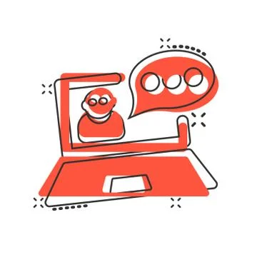 Online training process icon in comic style. Webinar seminar vector cartoon i Stock Illustration