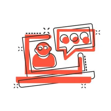Online training process icon in comic style. Webinar seminar vector cartoon i 스톡 일러스트