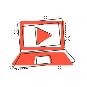 Online training process icon in comic style. Webinar seminar vector cartoon i 스톡 일러스트
