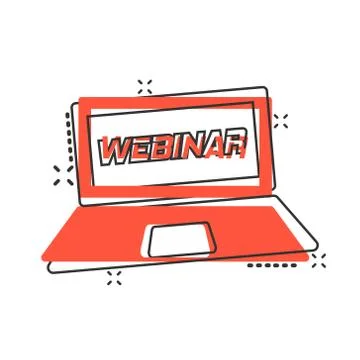 Online training process icon in comic style. Webinar seminar vector cartoon i 스톡 일러스트