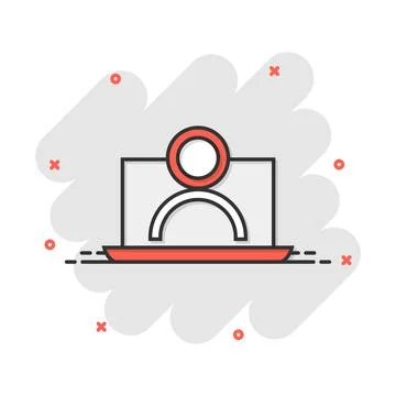 Online training process icon in comic style. Webinar seminar vector cartoon i Stock Illustration