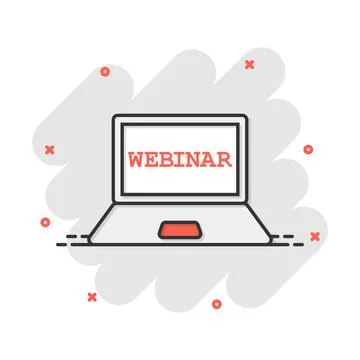 Online training process icon in comic style. Webinar seminar vector cartoon i イラスト素材