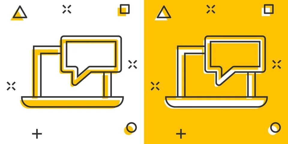 Online training process icon in comic style. Webinar seminar vector cartoon i イラスト素材