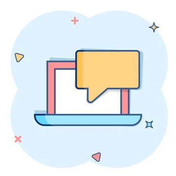 Online training process icon in comic style. Webinar seminar vector cartoon i Stock Illustration