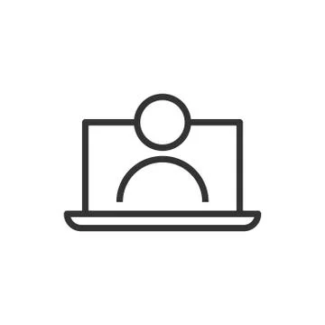 Online training process icon in flat style. Webinar seminar vector illustrati Stock Illustration