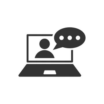Online training process icon in flat style. Webinar seminar vector illustrati 스톡 일러스트