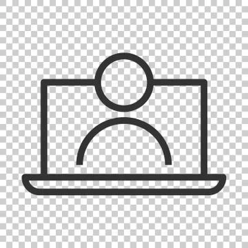 Online training process icon in flat style. Webinar seminar vector illustrati 스톡 일러스트