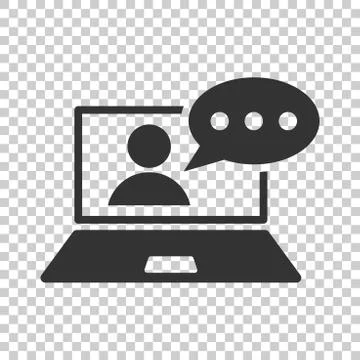 Online training process icon in flat style. Webinar seminar vector illustrati 스톡 일러스트