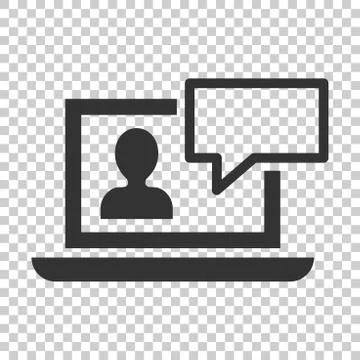 Online training process icon in flat style. Webinar seminar vector illustrati 스톡 일러스트