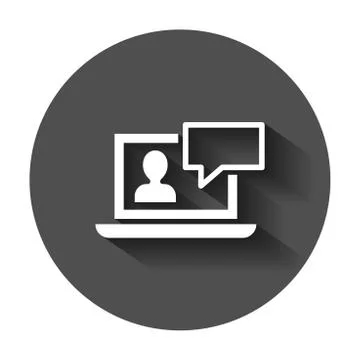 Online training process icon in flat style. Webinar seminar vector illustrati 스톡 일러스트