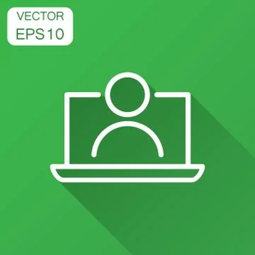 Online training process icon in flat style. Webinar seminar vector illustrati 스톡 일러스트