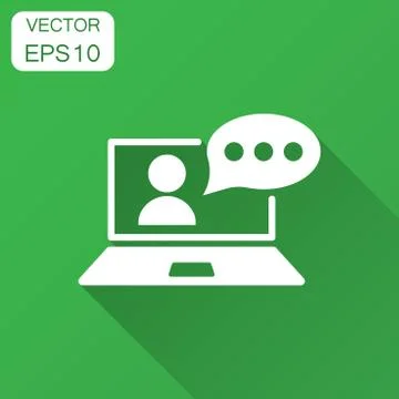 Online training process icon in flat style. Webinar seminar vector illustrati Stock Illustration