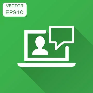 Online training process icon in flat style. Webinar seminar vector illustrati Stock Illustration