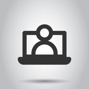 Online training process icon in flat style. Webinar seminar vector illustrati 스톡 일러스트