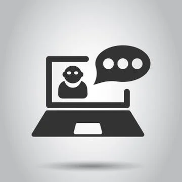 Online training process icon in flat style. Webinar seminar vector illustrati 스톡 일러스트
