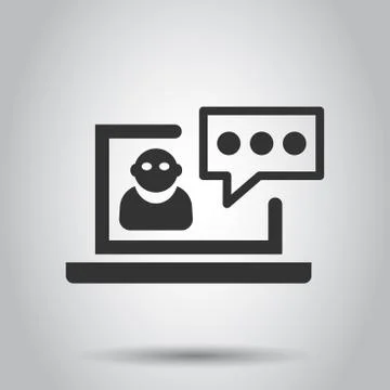 Online training process icon in flat style. Webinar seminar vector illustrati 스톡 일러스트