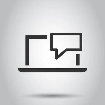 Online training process icon in flat style. Webinar seminar vector illustrati Stock Illustration