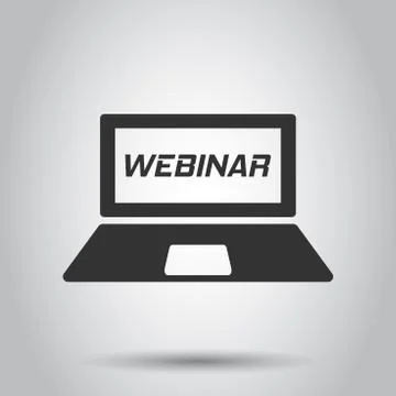 Online training process icon in flat style. Webinar seminar vector illustrati 스톡 일러스트