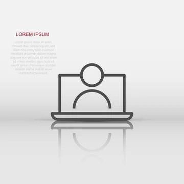 Online training process icon in flat style. Webinar seminar vector illustra.. Stock Illustration