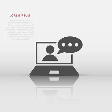 Online training process icon in flat style. Webinar seminar vector illustra.. 스톡 일러스트