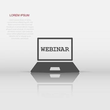 Online training process icon in flat style. Webinar seminar vector illustra.. 스톡 일러스트