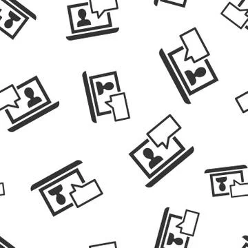 Online training process icon seamless pattern background. Webinar seminar vec Stock Illustration
