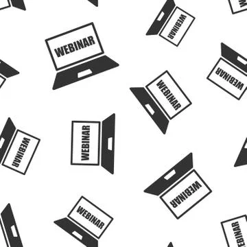 Online training process icon seamless pattern background. Webinar seminar vec Stock Illustration