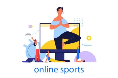Online training programs concept. Workout video courses, Stock Illustration
