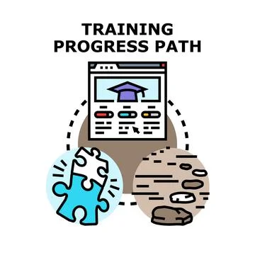 Online training progress path with learning concept Stock Illustration