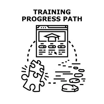 Online training progress path with learning concept Stock Illustration