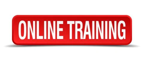 Online training red 3d square button isolated on white Stock Illustration