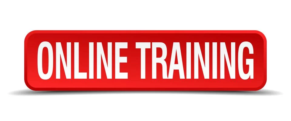 Online training red 3d square button isolated on white Illustrazione stock