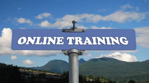Online training road sign with flowing clouds Stock Footage 40319808